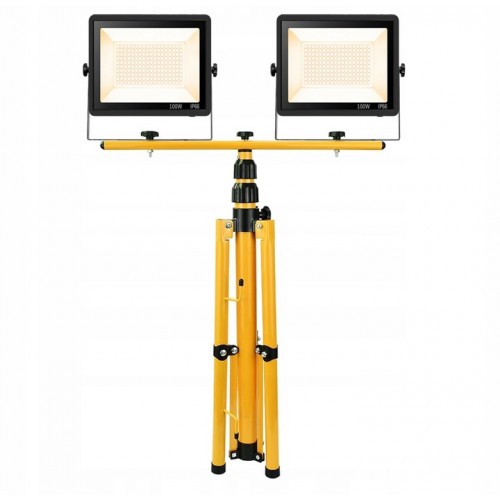 HALOGEN BUDOWLANY NAŚWIETLACZ LED STATYW 2X 100W (200W) ZESTAW LAMPY STOJAK