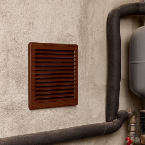 Kratka wentylacyjna z siatką brąz brązowa 170x170 17x17 17/17 fi 125