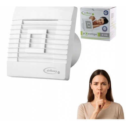 Wentylator Łazienkowy FI 120mm z Czujnik Wilgoci Higrostat Żaluzja Biały