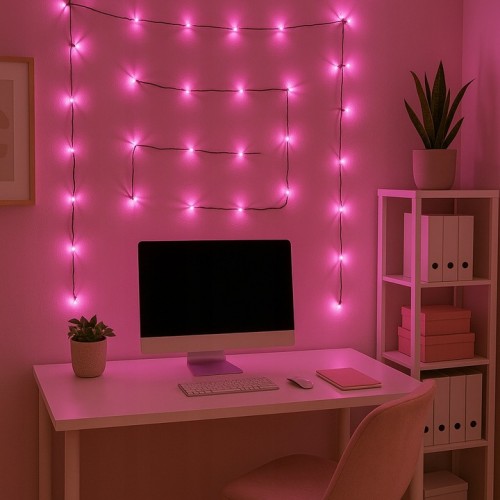 Lampki choinkowe różowy łączenie 200 led IP44