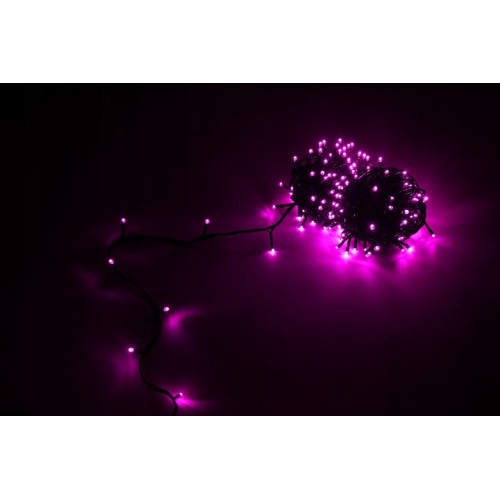 Lampki choinkowe różowy łączenie 200 led IP44