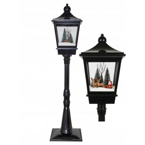 Latarnia Lampa Świąteczna z Pozytywką Czarna Reniferki Mikołaj do Ogrodu