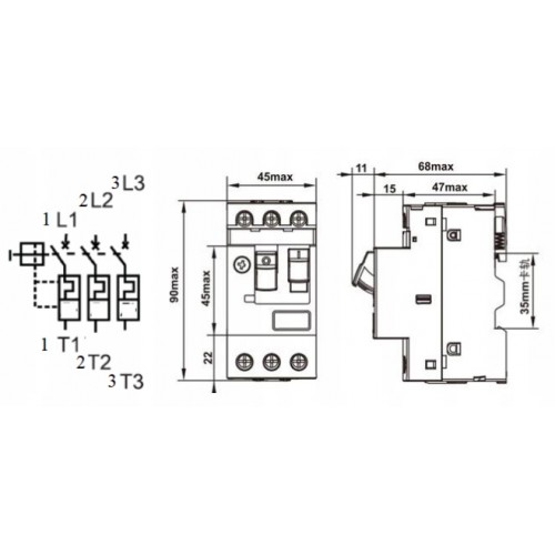 Wyłącznik silnikowy na szynę VCX GV2 6,0-10A Termik