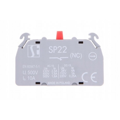 ŁĄCZNIK Z TOREM ROZWIERNYM STYK POMOCNICZY NC MONTAŻ CZOŁOWY SP221-1