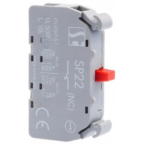 ŁĄCZNIK Z TOREM ROZWIERNYM STYK POMOCNICZY NC MONTAŻ CZOŁOWY SP221-1