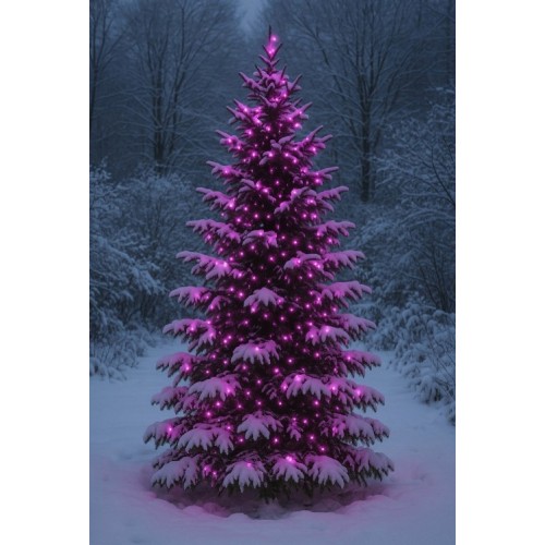 Lamki choinkowe 100 LED różowe programator