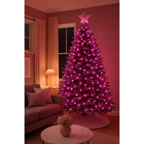 Lamki choinkowe 100 LED różowe programator