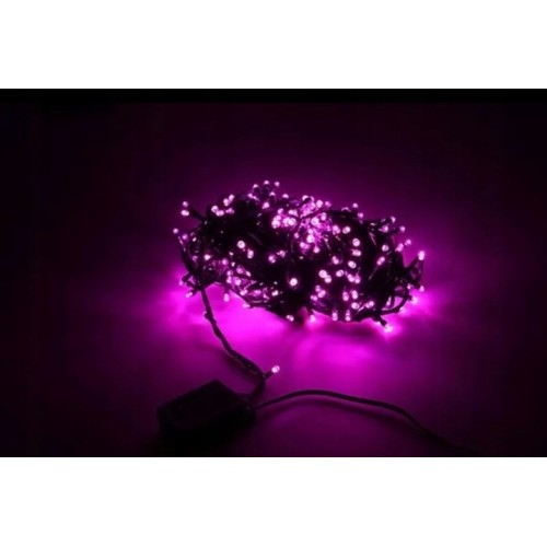 Lamki choinkowe 100 LED różowe programator