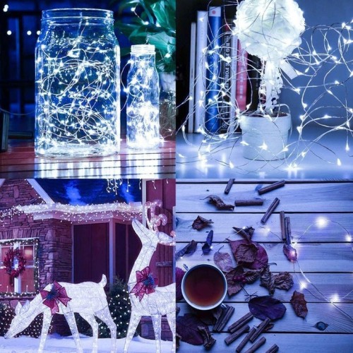 Lampki Drucik Lampki Choinkowe 1000 LED Zimny Biały Programator 100m