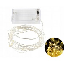 Lampki Drucik 50 LED Lampki Na Choinkę Ciepły Biały Światełka Na Baterię 5m