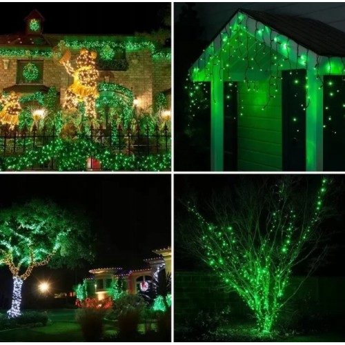 Lampki choinkowe 100 LED zielone programator dodatkowe gniazdo