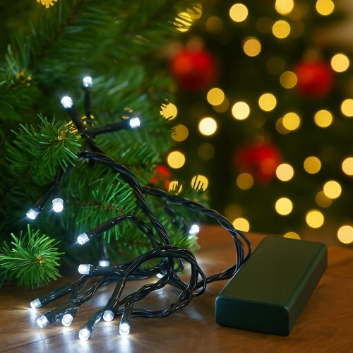 Lampki Choinkowe na Baterie 20 LED Łańcuch Świetlny Zimny Biały do Girlandy