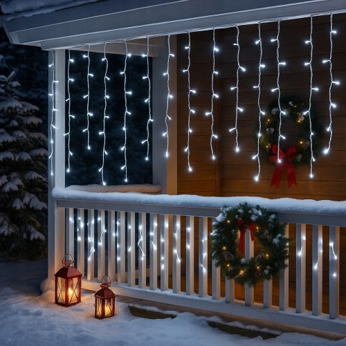Lampki Choinkowe Sople 1000 LED Zimny Biały Flesz Kurtyna LED Zewnętrzna