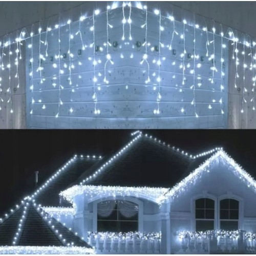 Lampki Choinkowe Sople 1000 LED Zimny Biały Flesz Kurtyna LED Zewnętrzna