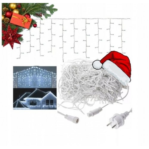 Lampki Choinkowe Sople 1000 LED Zimny Biały Flesz Kurtyna LED Zewnętrzna