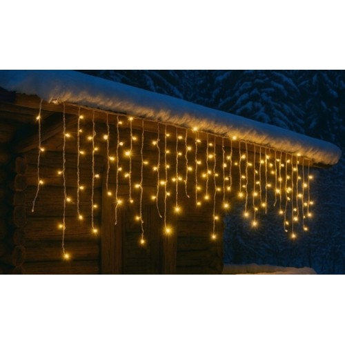 Lampki Choinkowe Sople Kurtyna Świetlna 300 LED Ciepłe Białe