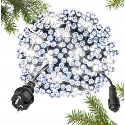 Lampki Choinkowe 500 LED Światełka Choinkowe Zimny Biały Flash Zimny Biały