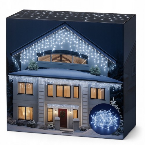 Lampki Choinkowe Sople 500 LED Zimny Biały Kurtyna LED Zewnętrzna