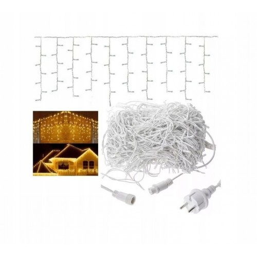 Lampki Choinkowe Sople 500 LED Ciepły Biały Kurtyna Świetlna LED
