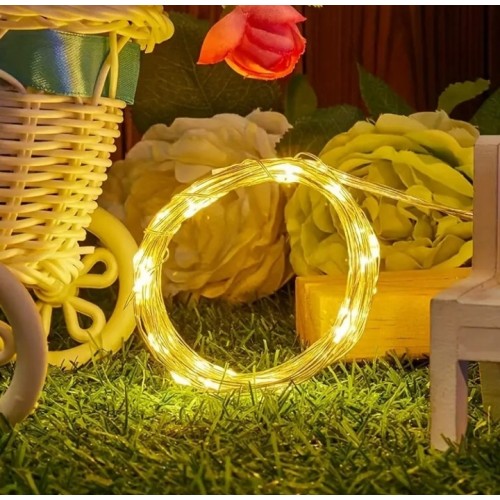 Lampki Druciki Choinkowe 100 LED Ciepły Biały na Baterie 10m