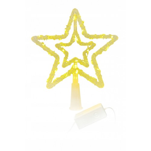 Gwiazda LED Świecąca Na Choinkę Czubek Ozdoba LED Ciepły Biały 19 cm