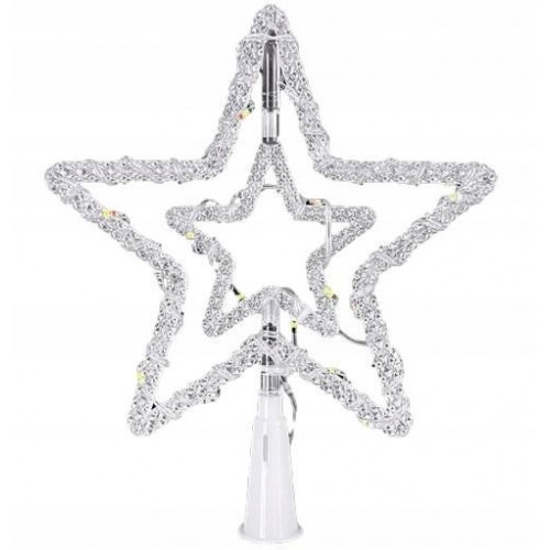 Gwiazda LED Świecąca Na Choinkę Czubek Ozdoba LED Ciepły Biały 19 cm