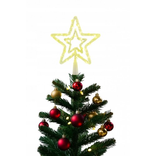 Gwiazda LED Świecąca Na Choinkę Czubek Ozdoba LED Ciepły Biały 19 cm