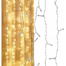Kurtyna Świetlna 480 LED Lampki Sople Girlanda Ciepły Biały Flesz 3x3m