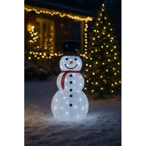 Składana Dekoracja Świąteczna Bałwan LED Figura Świetlna Przed Dom 90cm