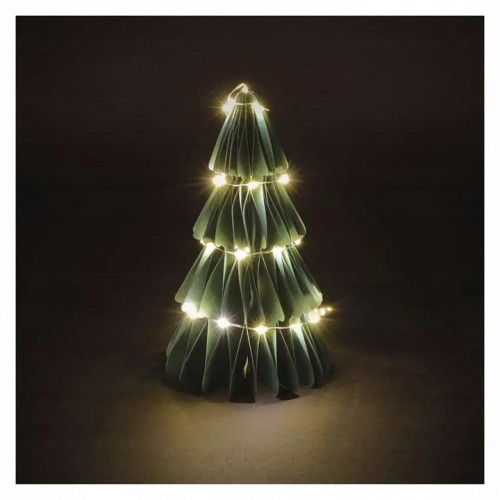 Dekoracja Świąteczna Choinka Papierowa 35 LED Ciepła Biel 30cm 2× AA timer