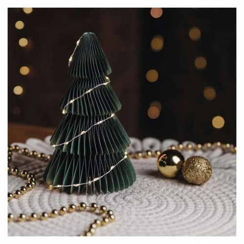 Dekoracja Świąteczna Choinka Papierowa 35 LED Ciepła Biel 30cm 2× AA timer