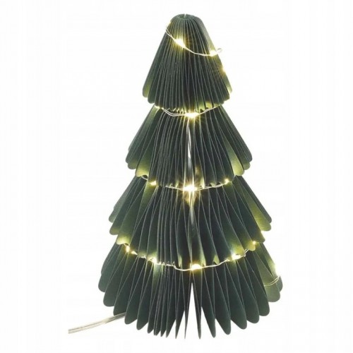 Dekoracja Świąteczna Choinka Papierowa 35 LED Ciepła Biel 30cm 2× AA timer
