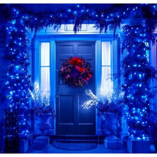 Lampki choinkowe 300LED niebieski + Flash