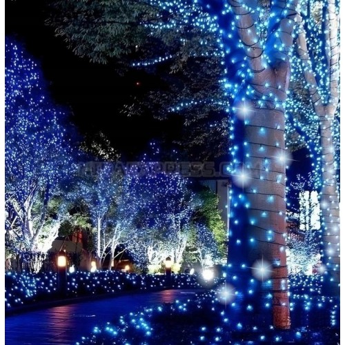 Lampki choinkowe 300LED niebieski + Flash