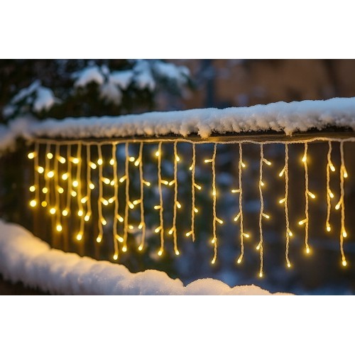 Sople Flash Lampki Choinkowe Sople Kurtyna Świetlna 1000 LED ciepłe białe