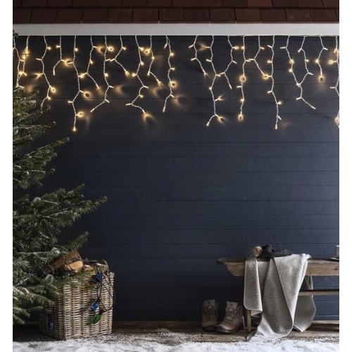 Sople Flash Lampki Choinkowe Sople Kurtyna Świetlna 1000 LED ciepłe białe