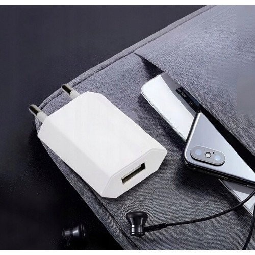Ładowarka Sieciowa Kostka 1x USB biała Adapter Do Ładowania