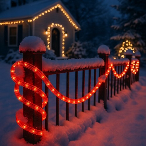 Wąż świetlny LED zewnętrzny  50 m czerwony programator