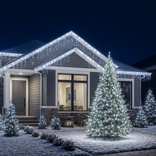 Lamki choinkowe 1000 LED zimny biały programator