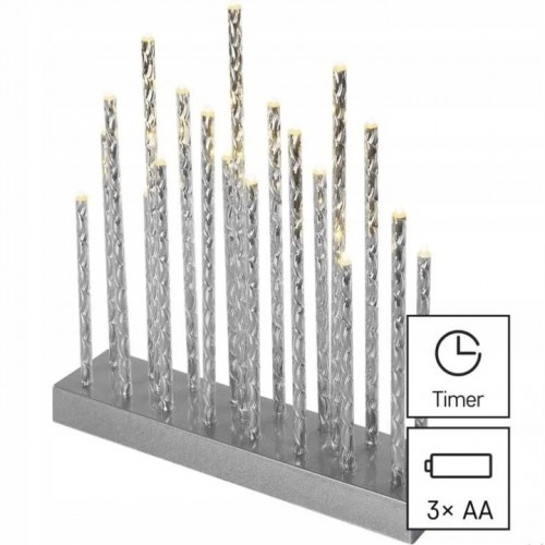 Świecznik Adwentowy Świeczki Lampki Dekoracja na Święta 10 świec Srebrny