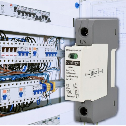 OGRANICZNIK PRZEPIĘĆ 1P 20kA(8/20) KLASA T2 (C) SCHELINGER A51-SPD01-1P-C
