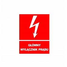 Naklejka samoprzylepna naklejka ostrzegawcza GŁÓWNY WYŁĄCZNIK PRĄDU 74x105