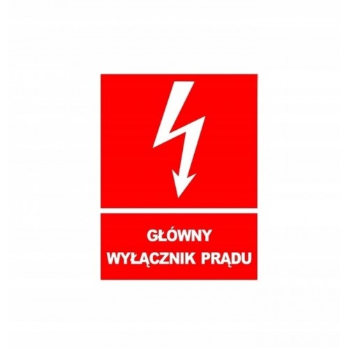 Naklejka samoprzylepna naklejka ostrzegawcza GŁÓWNY WYŁĄCZNIK PRĄDU 74x105