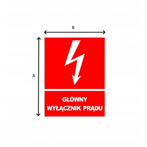 Naklejka samoprzylepna naklejka ostrzegawcza GŁÓWNY WYŁĄCZNIK PRĄDU 74x105