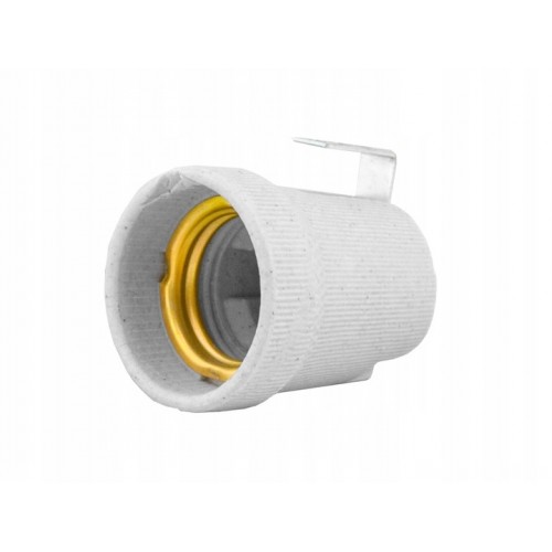 Oprawka ceramiczna porcelanowa do żarówek E27 gwint z uchwytem