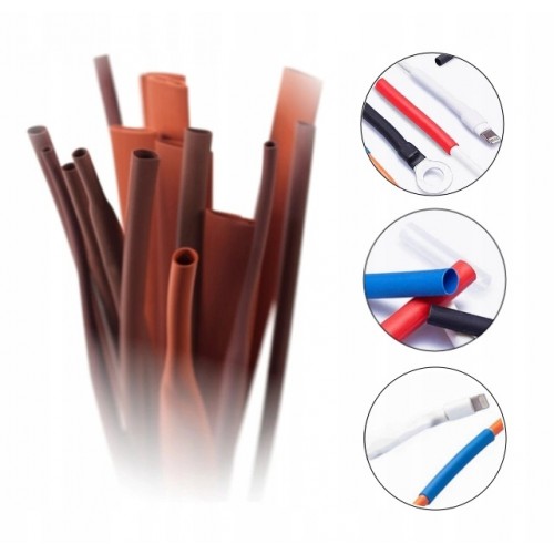 Koszulka Rurka Termokurczliwa Izolacyjna Samogasnąca 12,7/6,4 Brązowa 1m