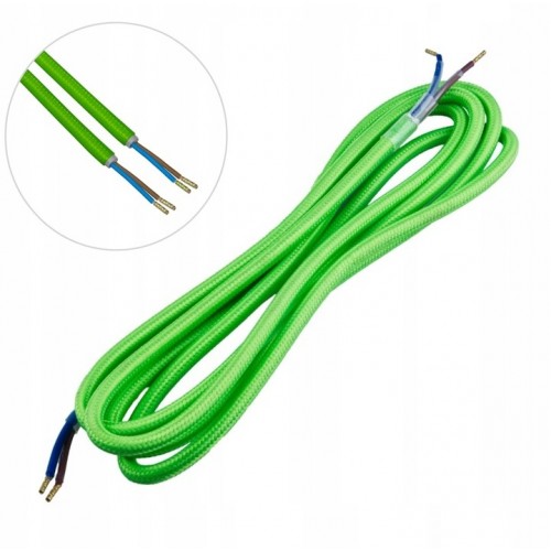 Kabel przewód elektryczny e oplocie 2 x 0,75 3m zielony