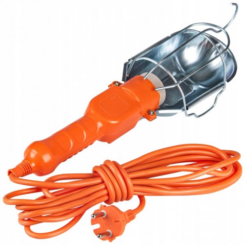 LAMPA WARSZTATOWA E27 230V Z PRZEWODEM I HAKIEM NA KABLU 5M LATARKA