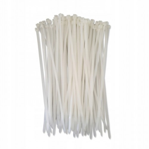 OPASKI ZACISKOWE KABLOWE do kabli TRYTYTKI białe mocne 200 x 4,8 100 szt