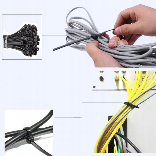 TRYTYTKI OPASKA ZACISKOWA KABLOWA DO KABLI TRYTKI CZARNA 4,8x360mm 100 szt